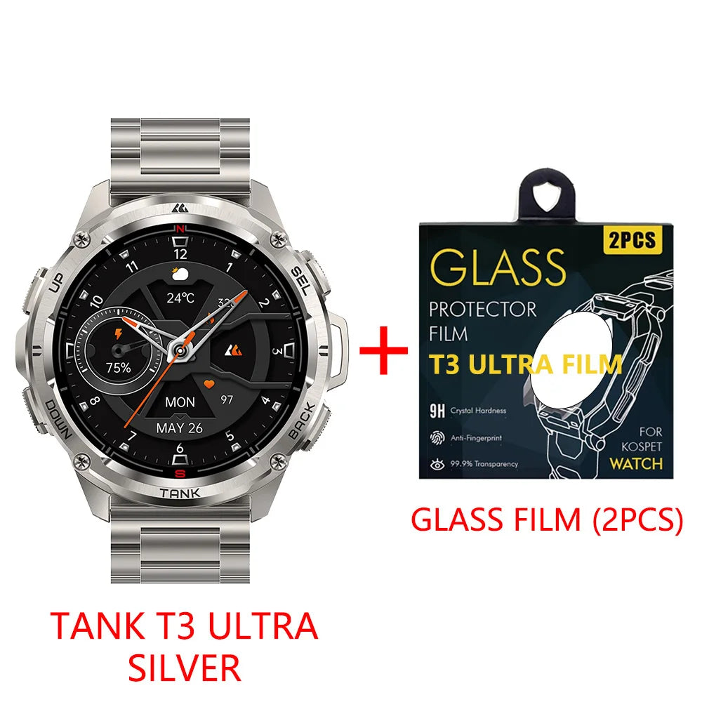 2025 Original KOSPET TANK T3 Ultra GPS Smart Watch For Men Smartwatch Waterproof 5ATM IP69K 470mAh AMOLED Bluetooth Call Watches