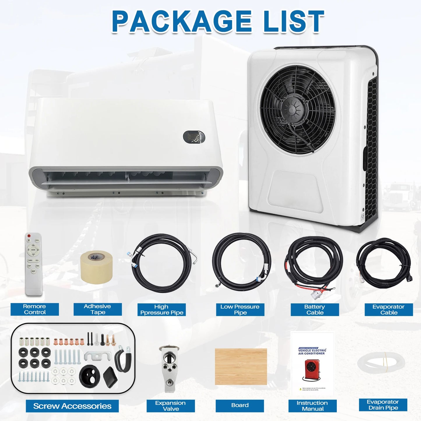Treeligo 10500BTU Car Electric Parking Cooling Air Conditioner 12V/24V Split Air AC Unit for Truck Caravan Camper Van RV