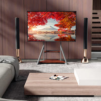 Adjustable Height Rolling Floor TV Stand Industrial Television TV Mount for 40-75 LCD LED Max Load 80KG