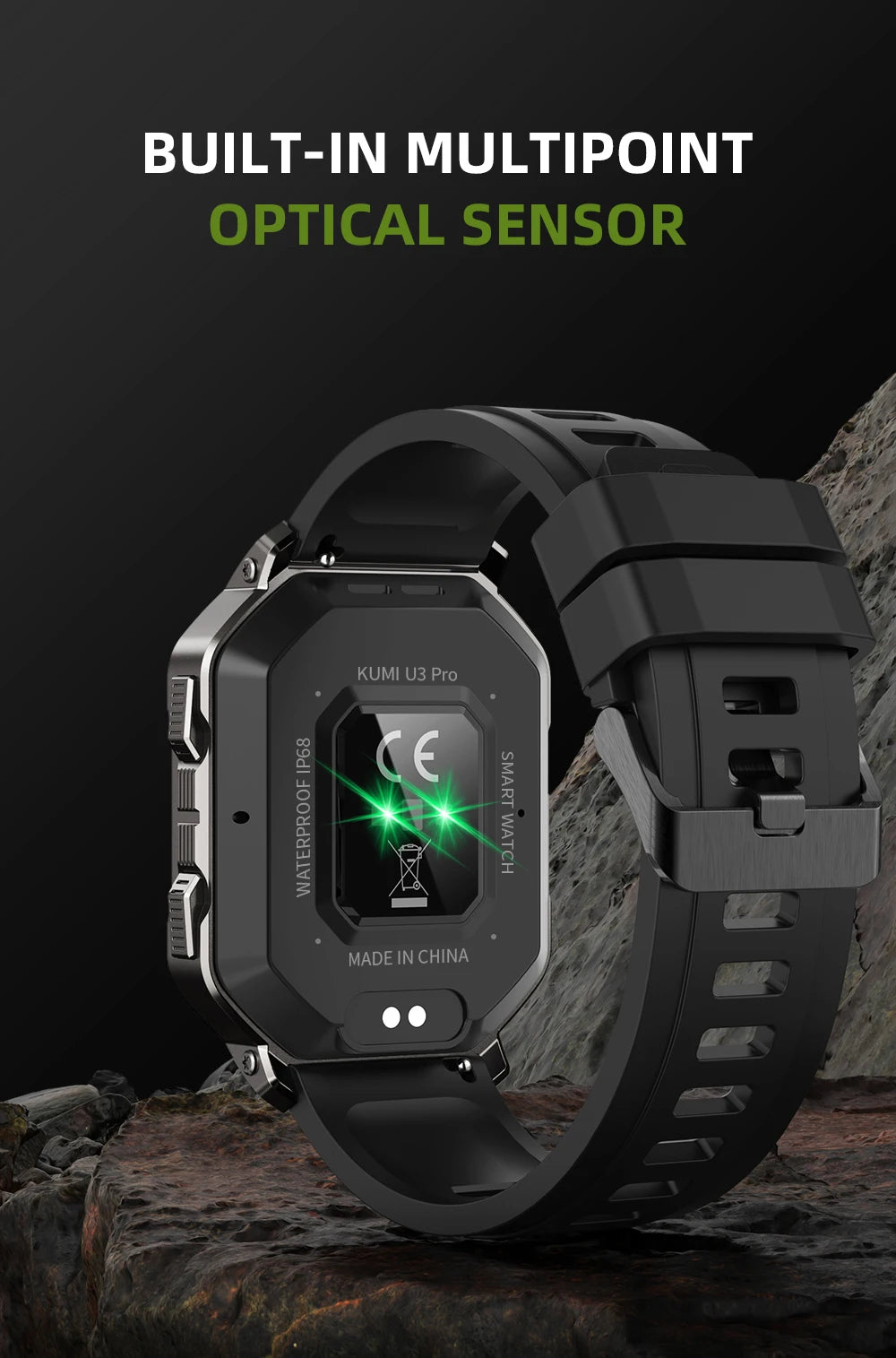 New KUMI U3 Pro Smart Watch 1.83'' Smartwatch Bluetooth Call 100+ Sport Heart Rate for Men Women Support IP68 Waterproof