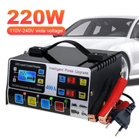 400A Heavy Duty Smart Battery Charger LCD Display Car Battery Charger 12/24V Intelligent Pulse Repair Charger High Power
