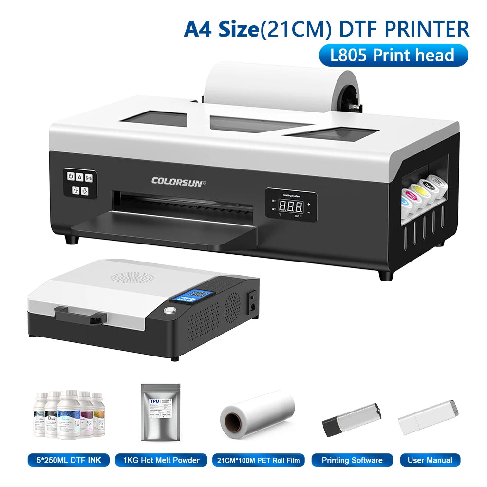 Colorsun DTF Printer Impressora A4/A3 Direct to Film T-Shirt Printing Machine Digital Inkjet DTF Printers For T-Shirt Hoodies