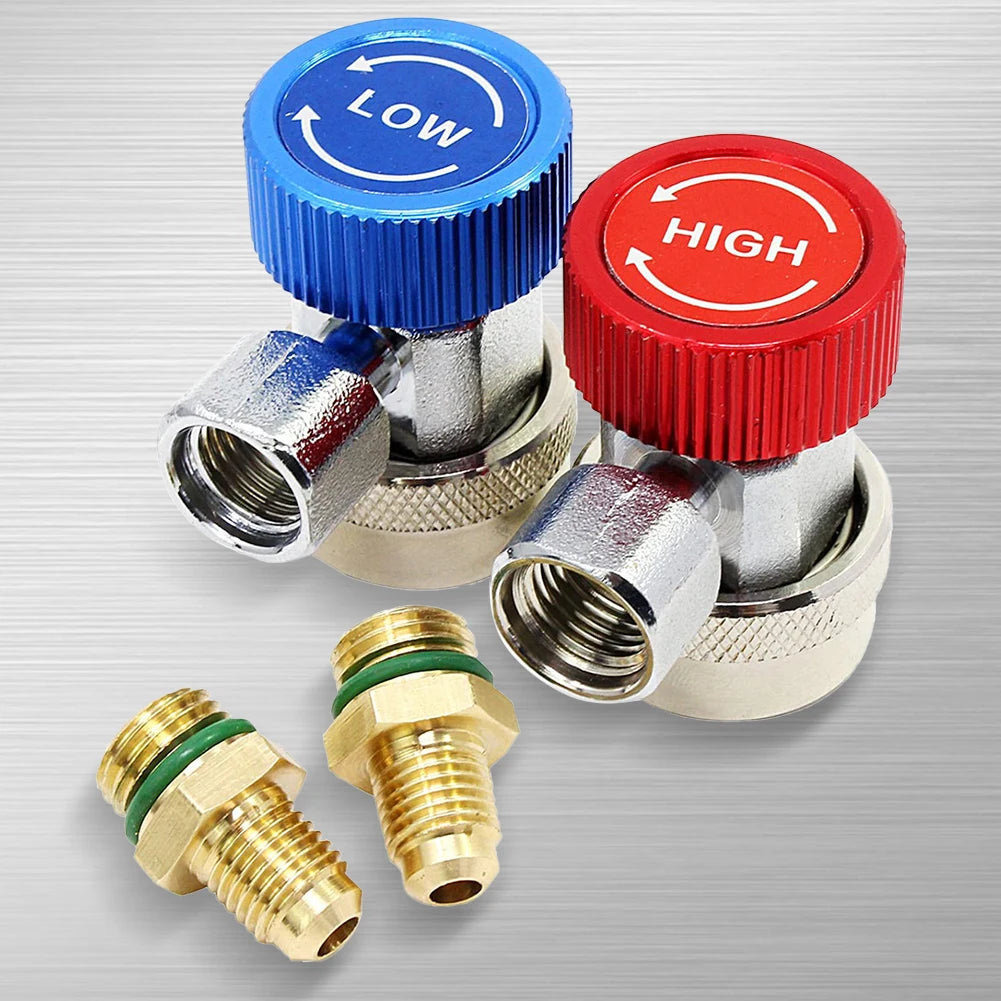 R134A A/C Manifold Gauge Adapter Copper Low/High Coupler Set A/C Adapter Air Conditioner Coolant Air Conditioning Accessories