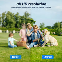 15MP 8K Wifi Camera Outdoor Three Lens Three Screens HD Wifi Security Camera Ai Human Detection PTZ 4K Home Surveillance Camera