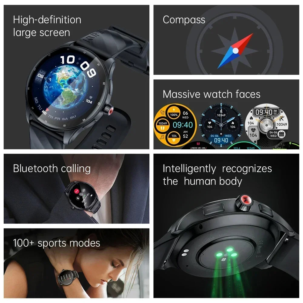 KUMI GW5 Pro Smartwatch 1.43" AMOLED IP68 Waterproof Bluetooth 5.2 Fitness Tracker Heart Rate Blood Oxygen Monitor