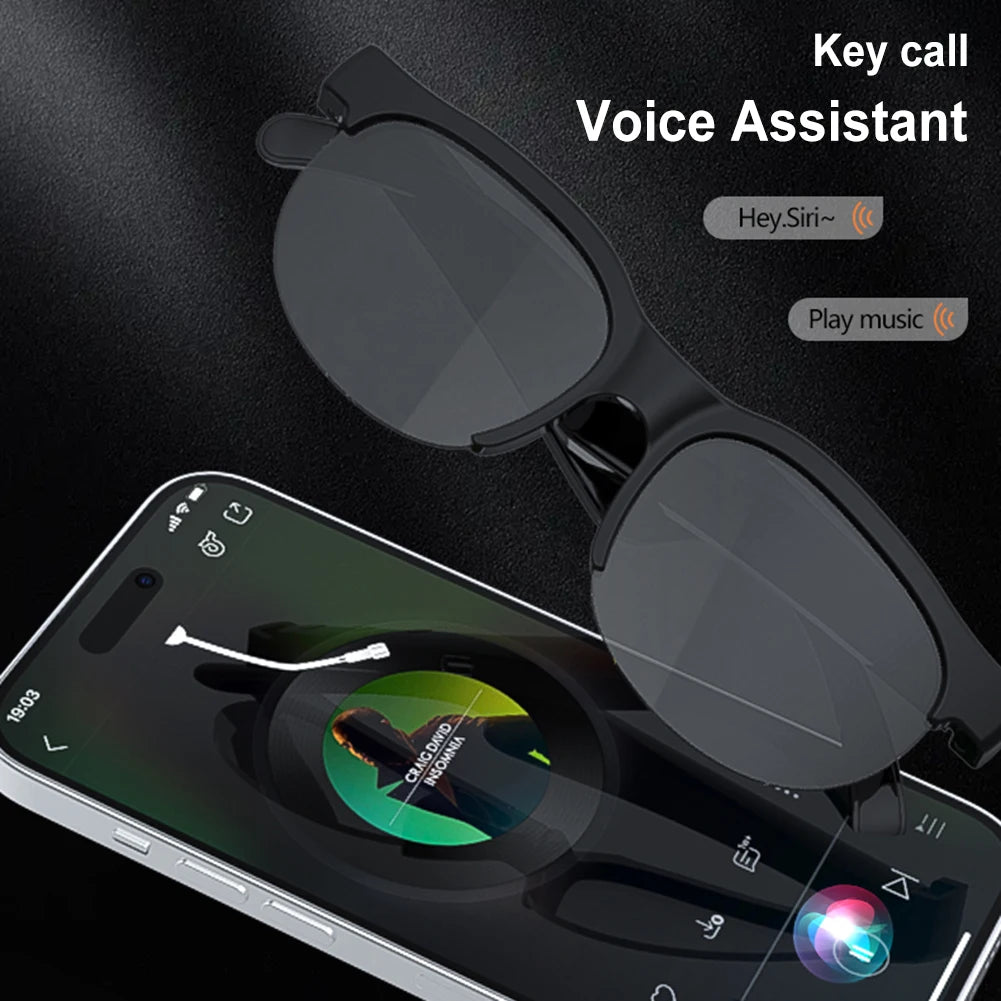AI Intelligent Translation Glasses Bluetooth-Compatible 5.4 Wireless Sunglasses Built-in Microphone Speakers Wireless Headphones