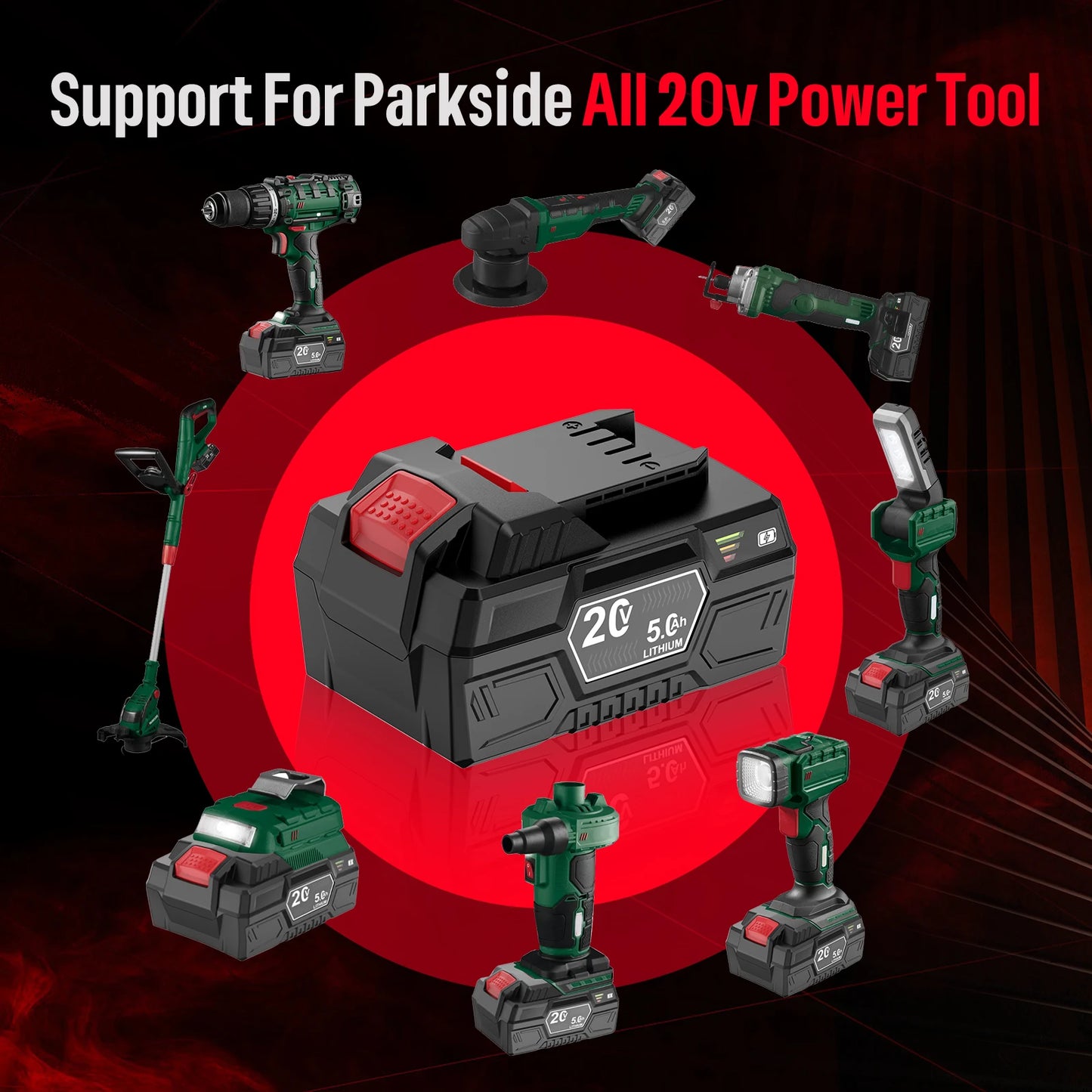 1/2/3/4Pack 20V 5Ah Replacement Battery For Parkside X 20V Team For Parkside PAP 20 B3/A3 PAPS 208 A1 Power Tools