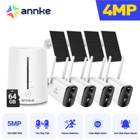 Annke 4MP solar security cameras 4CH Wireless NVR 4mm color night vision IP camera Audio 2.4G 5.8G solar wifi camera outdoor