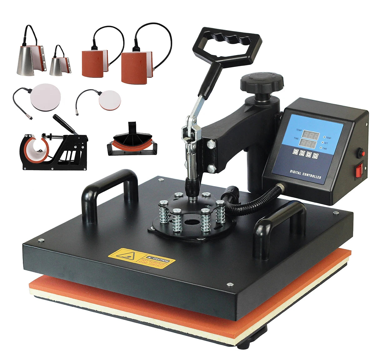 Combo Heat Press Machine4/5/6/7/8 in 1 38*38CM  Muntifunctional Sublimation Printer Transfer for Mug Hat Plate T-Shirt