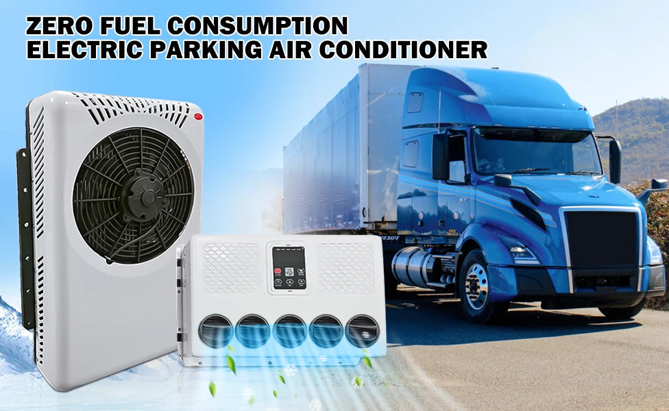 Treeligo 2025 12V Car Parking Air Conditioner 10500btu electrical Split Air AC Unit For RV Truck Tractors Van Motorhome Camper