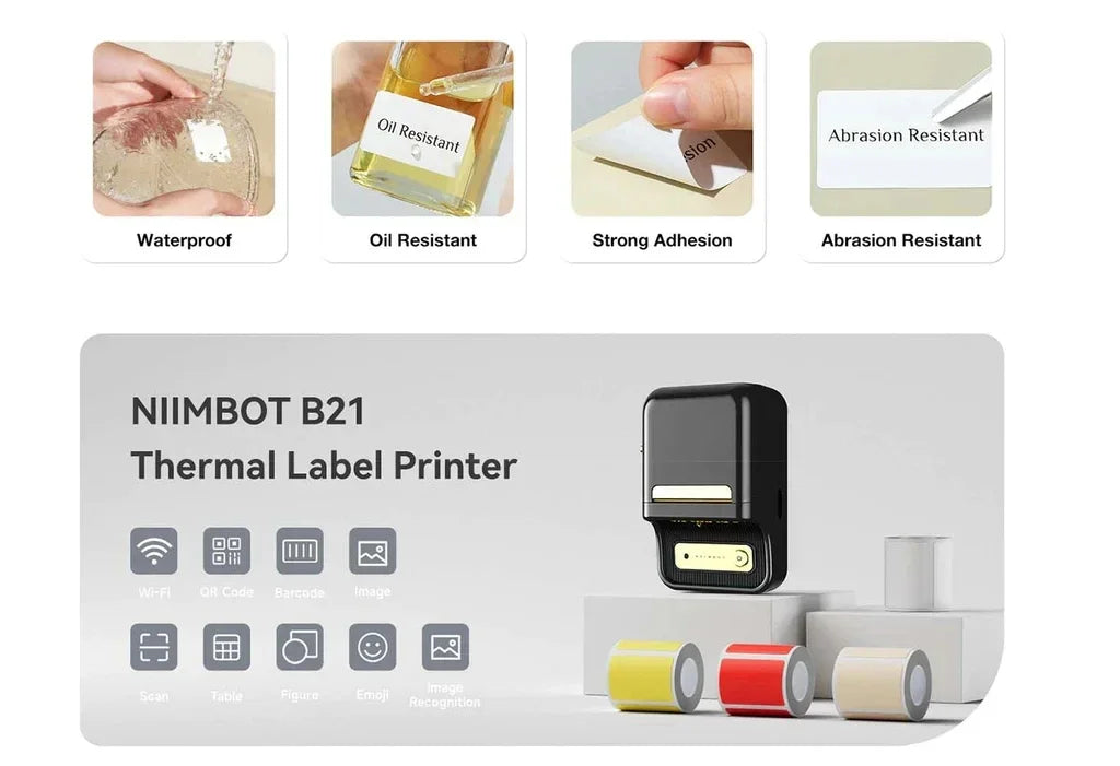 Niimbot B21 Mini Portable Printer Adhesive Label Thermal Printer Wireless Bluetooth For Sticker Labeling Machine Printer