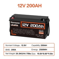 Humsienk 12V 20Ah 100Ah 200Ah 314Ah LiFePO4 Battery Rechargeable Cells 15000 Cycle BMS For RV/ Vans/ Camping/ Home Storage/Solar