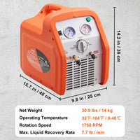 SucceBuy 3/4 1HP Refrigerant Recovery Machine Portable AC Recovery Machine 60Hz Recovery Machine HVAC for Car Air Conditioning