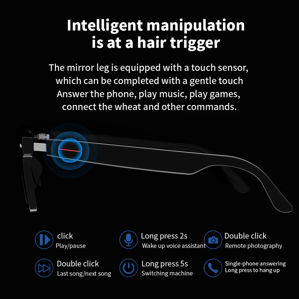 Smart Glasses AI Voice Assistant Camera Glasses Remote Shooting Outdoor Sport Glasses with Camera Open Ear Sound Mic Speakers