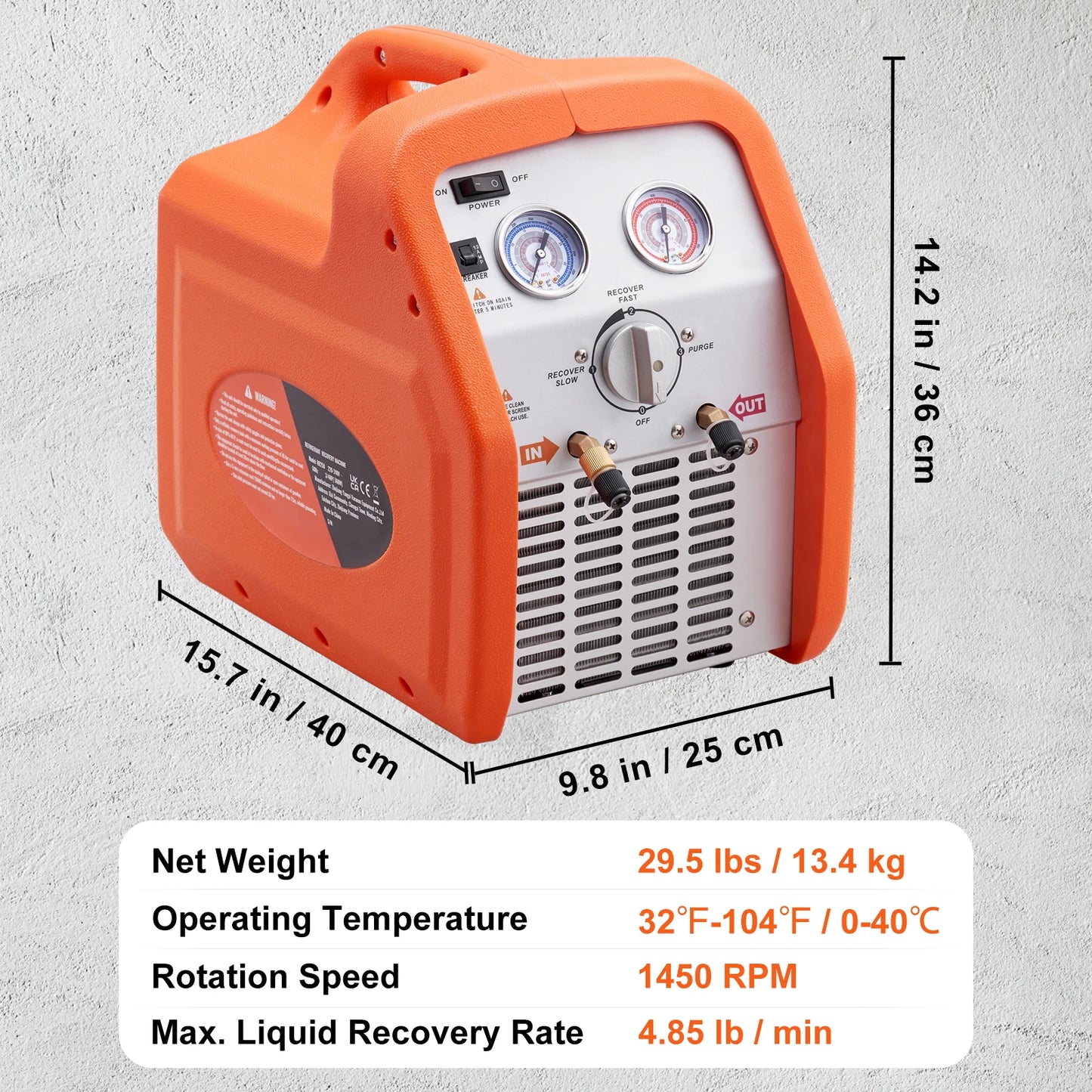 SucceBuy 3/4 1HP Refrigerant Recovery Machine Portable AC Recovery Machine 60Hz Recovery Machine HVAC for Car Air Conditioning