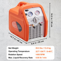 SucceBuy 3/4 1HP Refrigerant Recovery Machine Portable AC Recovery Machine 60Hz Recovery Machine HVAC for Car Air Conditioning