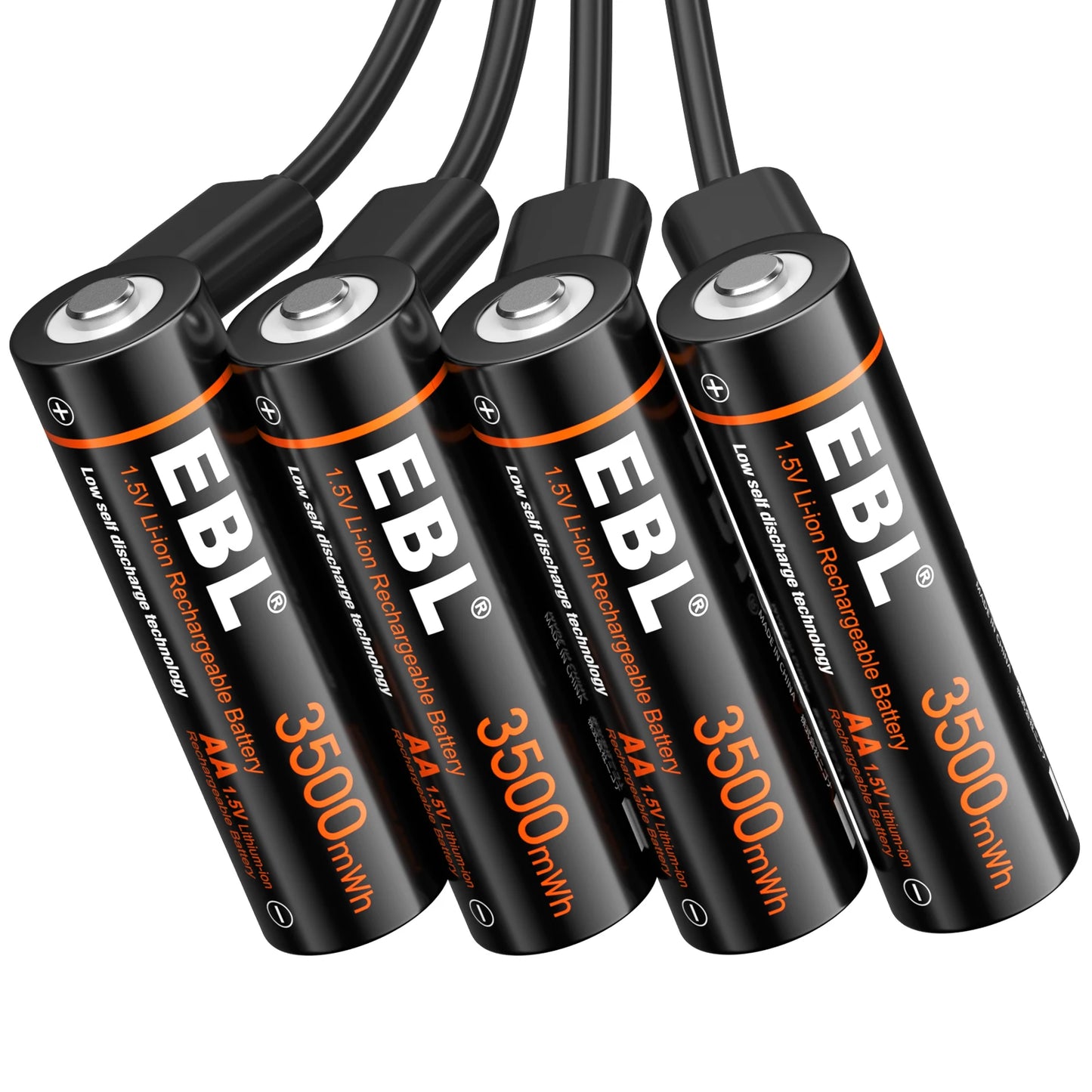 EBL Rechargeable 1.5V AA 3500mWh Lithium Batteries with USB Cable Li-ion Battery 1600+ Cycles For Remote Control Toy