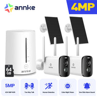 Annke 4MP solar security cameras 4CH Wireless NVR 4mm color night vision IP camera Audio 2.4G 5.8G solar wifi camera outdoor