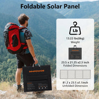 MHPOWOS 40V 220W Foldable Solar Panel, Waterproof IP67 Mobile Solar Charger for Power Supply, Laptop, Solar Generator, Fishing