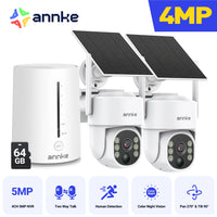 Annke 4MP solar security cameras 4CH Wireless NVR 4mm color night vision IP camera Audio 2.4G 5.8G solar wifi camera outdoor