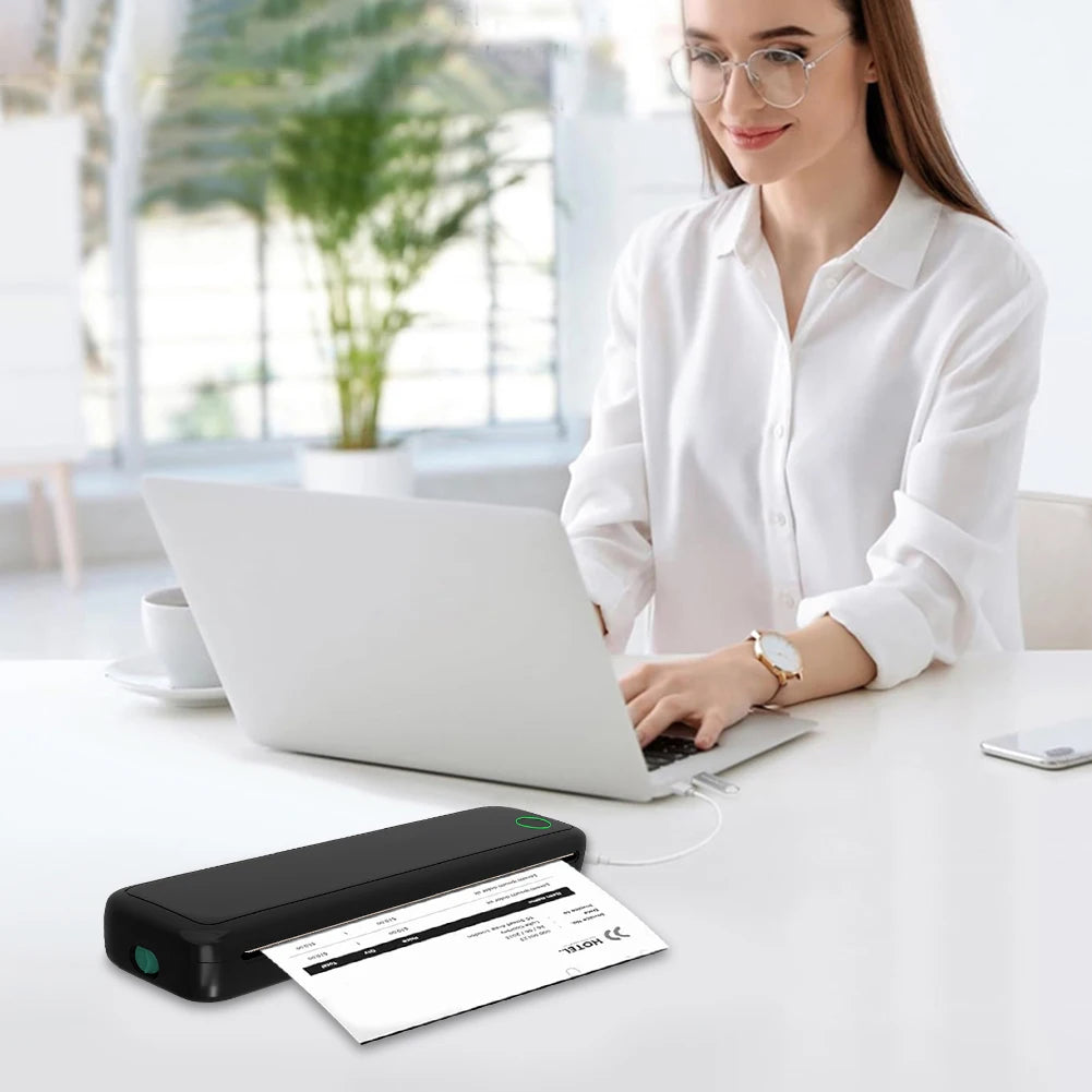 A4 Portable Thermal Printer Inkless Bluetooth-Compatible Wireless Mobile Travel Printer Document Printing Maker Home Office Use
