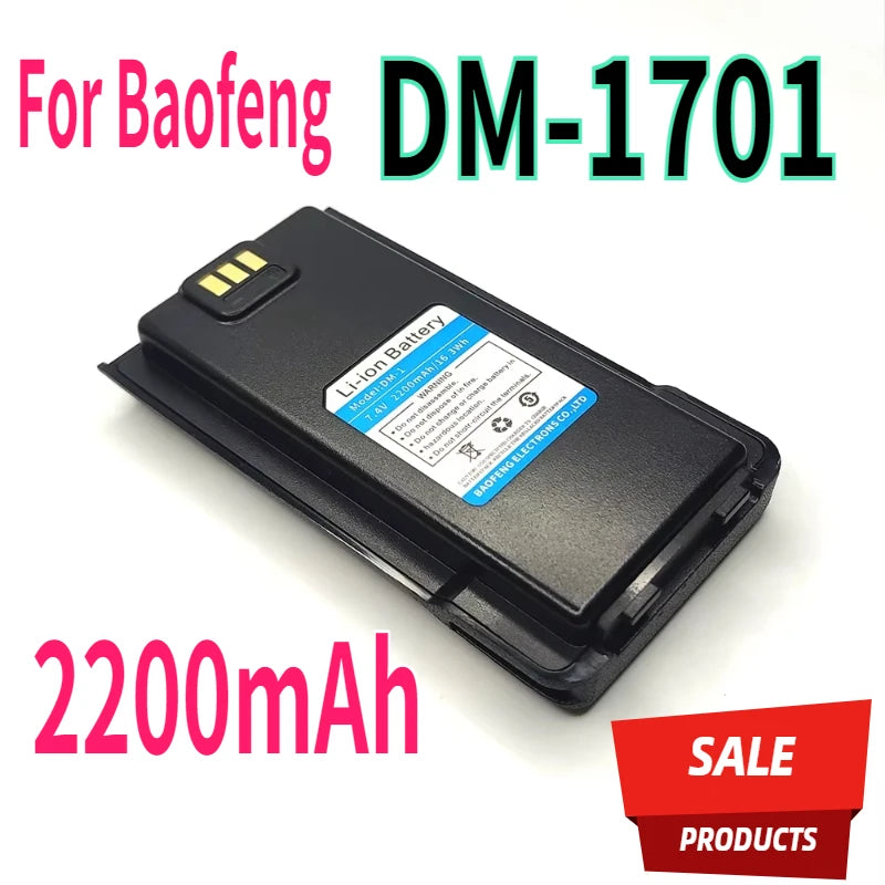 DM-1701 Walkie Talkie Li-ion Battery 2200mAh Rechargable Batterior For Baofeng Two Way Radios Digital DMR 1701 Extra Battery