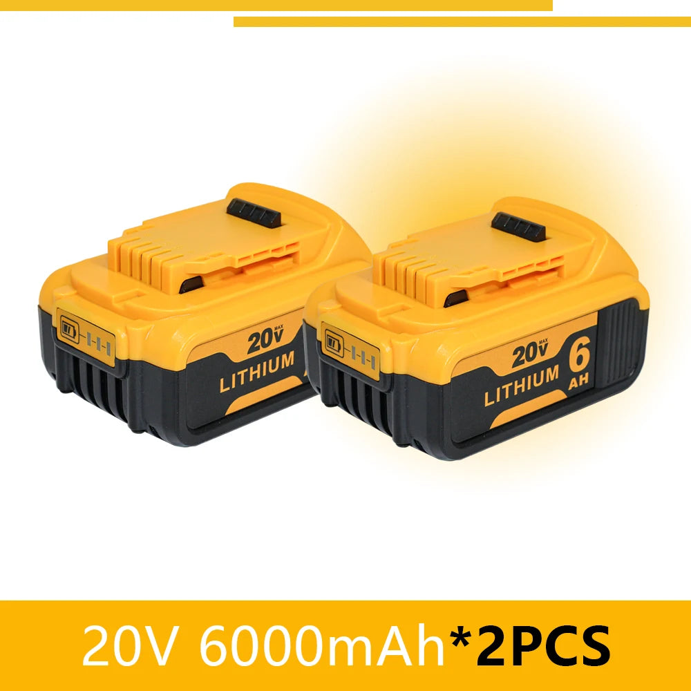 For Dewalt Cordless Tools 6.0Ah 20V Lithium-Ion Replacement Batteries - Compatible with DCB200, DCB205, DCB206 & More