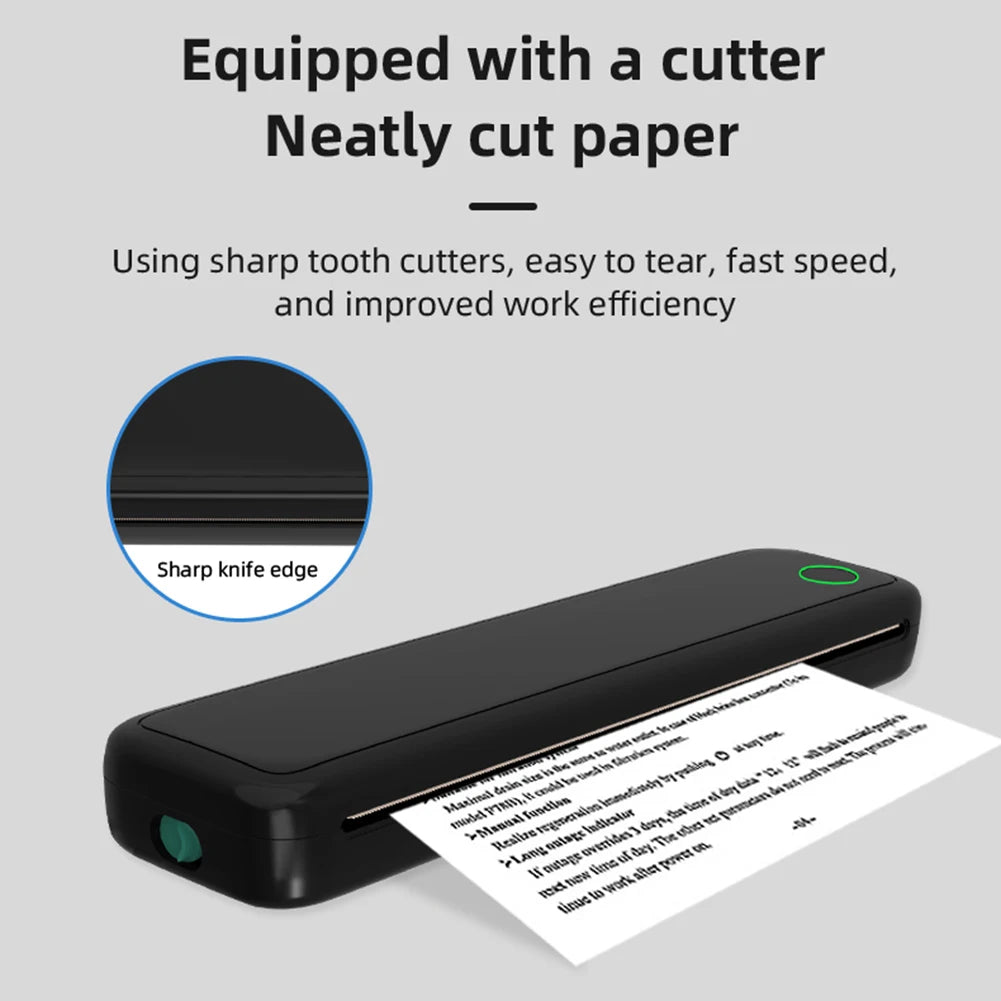A4 Portable Thermal Printer Inkless BT Thermal A4 Mobile Printer with Printing Paper Document Printing Maker for Smartphone & PC