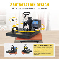 Combo Heat Press Machine4/5/6/7/8 in 1 38*38CM  Muntifunctional Sublimation Printer Transfer for Mug Hat Plate T-Shirt