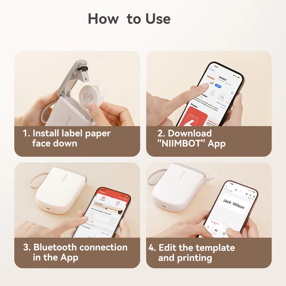 Niimbot D11/D110 Label Maker Wireless Pocket Self-Adhesive Name Tag Sticker Printer for Home Office