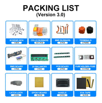 US Stock 3.0 Seplos 51.2V 280AH 310AH 320AH Lifepo4 Battery Kits CAN RS485 BMS 2A Active Balancer DIY Case Home Solar