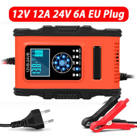 12V-24V 7-stage smart Car Battery-Charger Full Automatic 10A Digital Car Battery Charger  Pulse Repair for AGM GEL WET Lead Acid