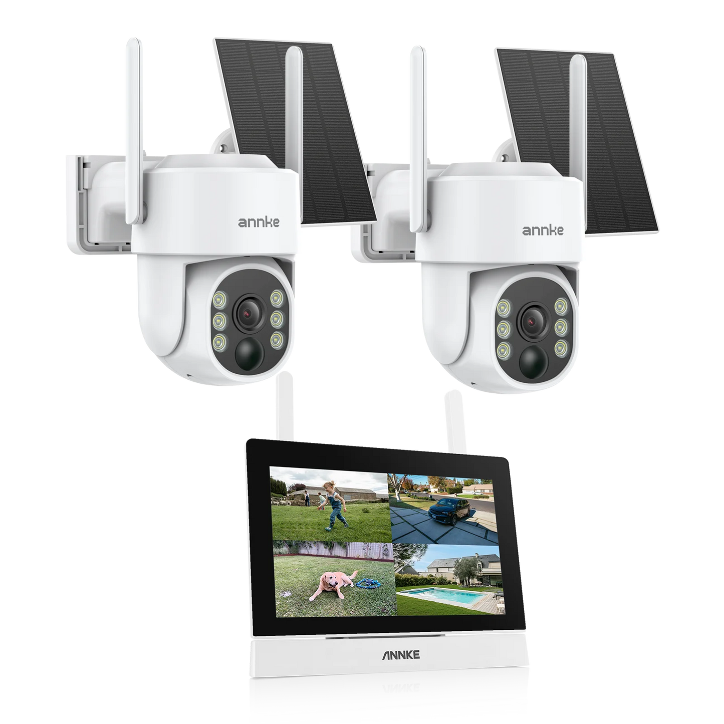 Annke 4MP solar security cameras 4CH NVR Video Surveillance Kit color Night Vision Two-way voice 2k wireless security cameras
