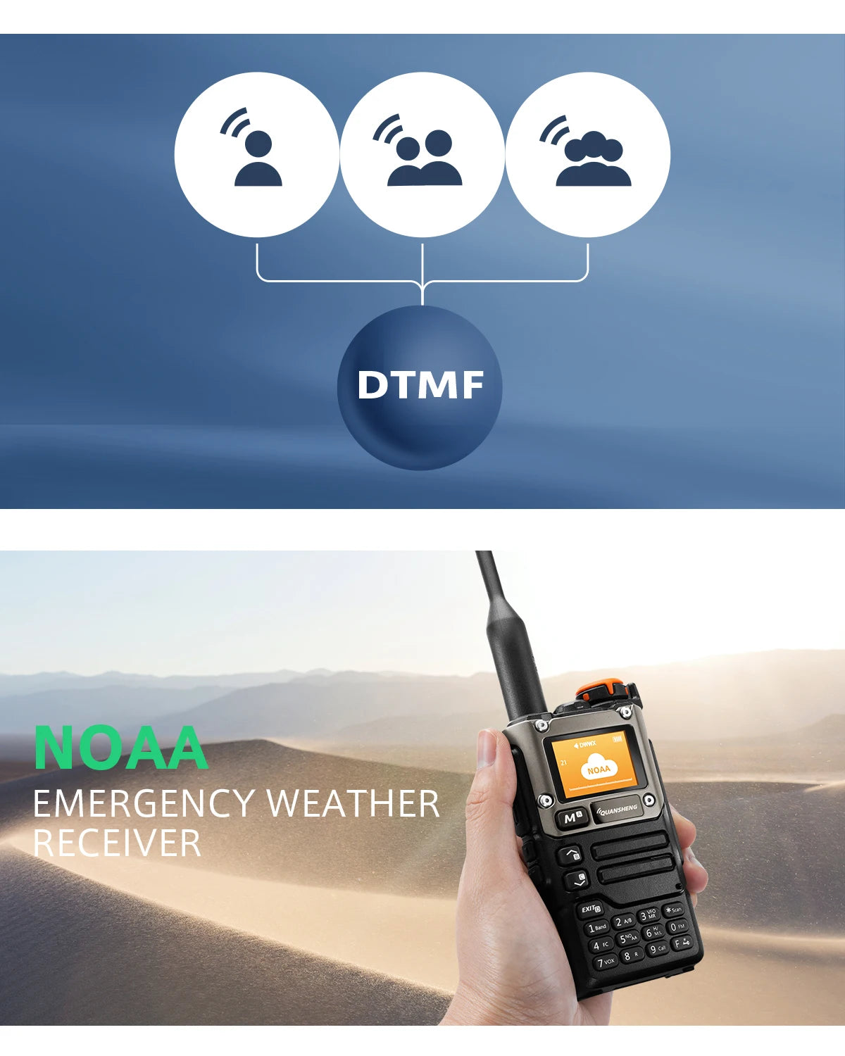 K6 UVK5(8)AM/FM/DTMF walkie Talkie 200Three Frequency Receiving walkie Talkie NOAA Weather Forecast, with Flash Replication Freq