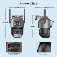 6K 15MP HD IP Camera Outdoor Three-Lens External WiFi Camera 4K 8MP Dual Screen Security PTZ Cam Auto Tracking Surveillance