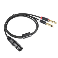 Gold Plated 3 Pin XLR Female To Dual 6.35mm Mono TS Male Cable for Microphone Mixer Amplifier 1 to 3 Meter Options