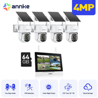 Annke 4MP solar security cameras 4CH NVR Video Surveillance Kit color Night Vision Two-way voice 2k wireless security cameras