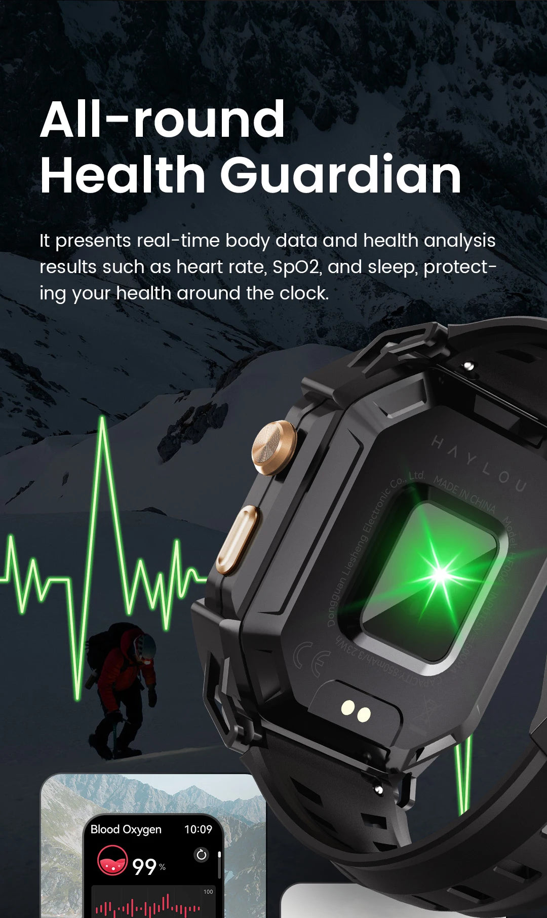 HAYLOU IRON N1 Smartwatchs 2.13’’ AMOLED Display 5ATM Waterproof Bluetooth Call Outdoor Sport Smart Watch 30 Days Battery Life