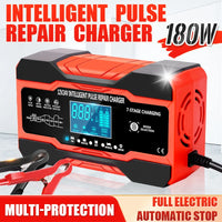 12V-24V 7-stage smart Car Battery-Charger Full Automatic 10A Digital Car Battery Charger  Pulse Repair for AGM GEL WET Lead Acid
