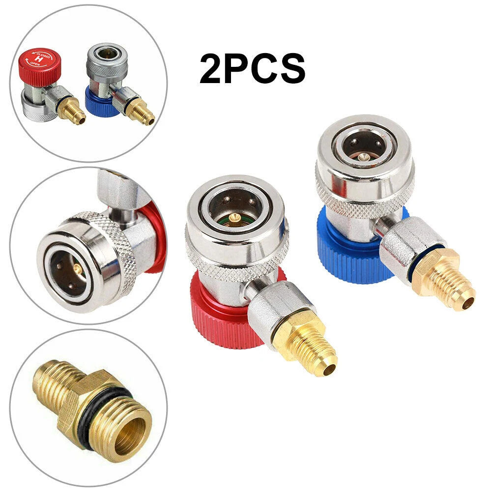 R134A A/C Manifold Gauge Adapter Copper Low/High Coupler Set A/C Adapter Air Conditioner Coolant Air Conditioning Accessories