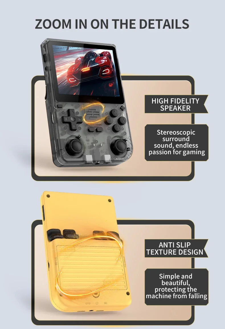 POWKIDDY V20 Retro Video Handheld Game Console 3.5-Inch IPS HD Screen Dual Card slot 5000mAh Lithium Battery Retro Game Stickers