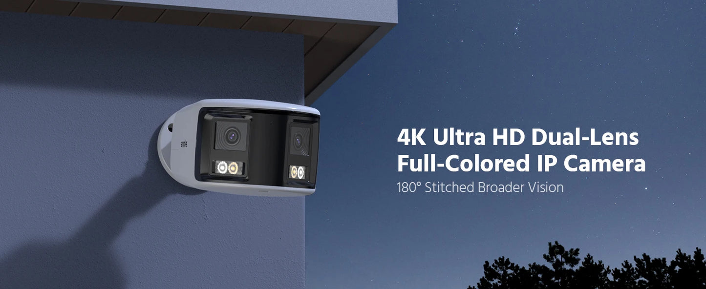 ANNKE 4K Camera Security Panoramic Human Detect Security Camera Two Way Audio 180° Wide View Angle Dual Lens Poe IP Camera