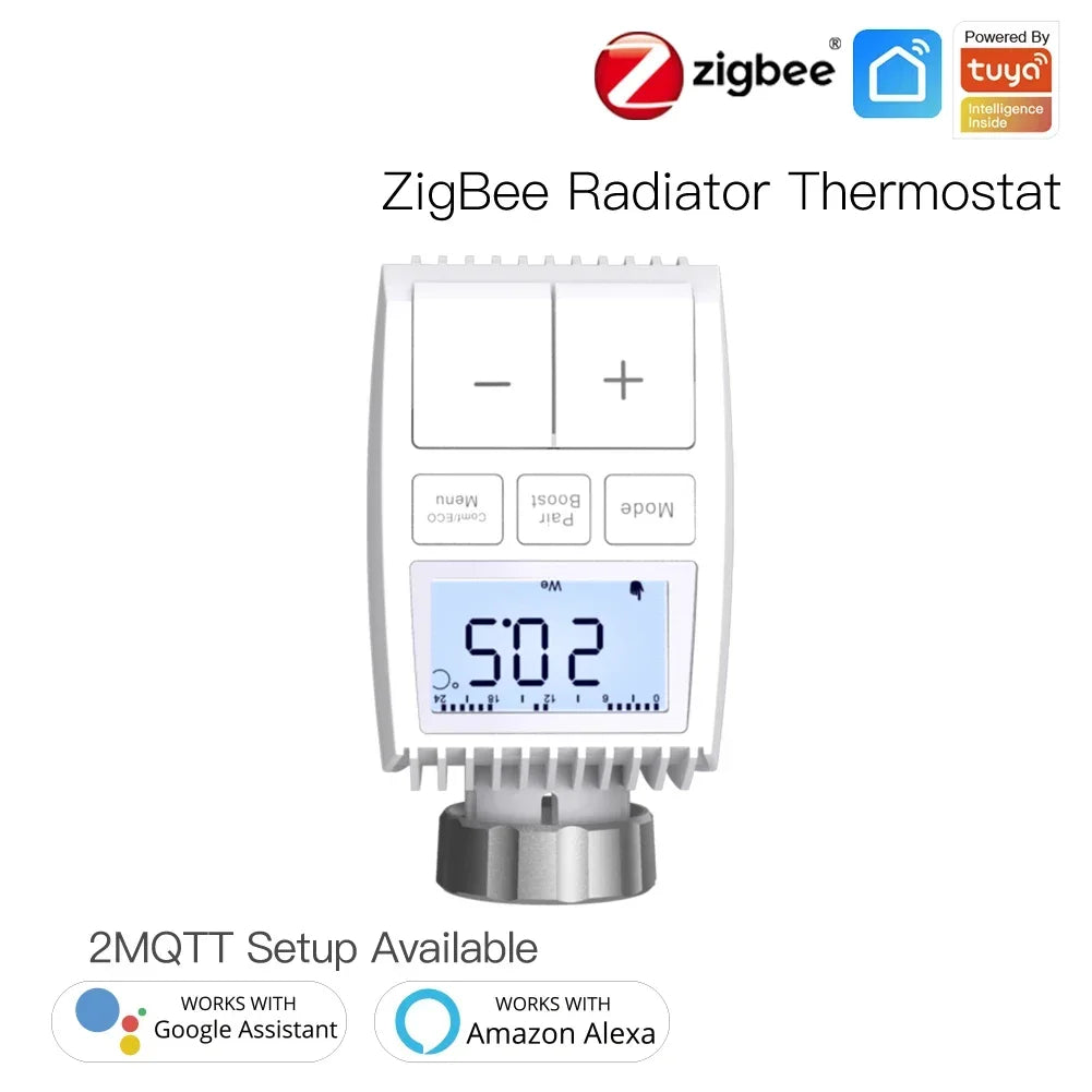 MOES Tuya ZigBee3.0 Radiator Actuator Valve Smart Thermostat Temperature Controller Internal Sensor TRV Voice Control with Alexa