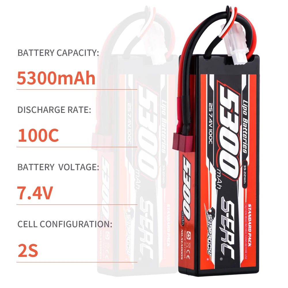 SUNPADOW Lipo Battery 5300mAh 2S 3S 4S 7.4V 11.1V 14.8V EC5 Plug 100C for RC Car Plane DJI Truck Tank Buggy Racing Boat Models