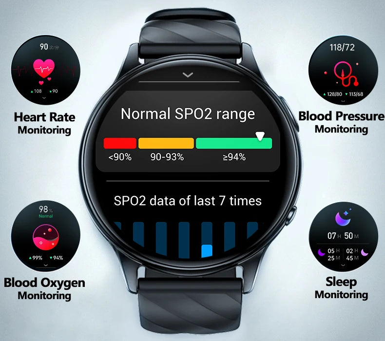 KUMI GW5 Smart Watch 1.39" HD Display Fitness Tracker IP68 Waterproof Heart Rate SpO2 Monitor 100+ Sports Modes