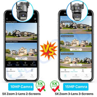 15MP 8K Wifi Camera Outdoor Three Lens Three Screens HD Wifi Security Camera Ai Human Detection PTZ 4K Home Surveillance Camera