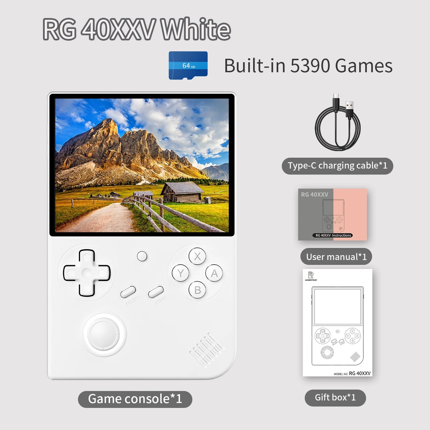 ANBERNIC RG40XXV Retro Handheld Game Console 4'' IPS Screen RGB Joystick Video E-book Player Supports WIFI Streaming HDMI Output