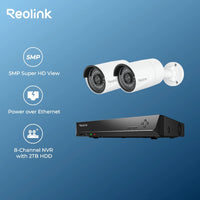 Reolink 5MP 8CH Home Security Camera System with Smart Detection Outdoor PoE IP Cameras NVR 2TB HDD Included for 24/7 Recording