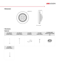 Hikvision 5MP Fisheye IP Camera DS-2CD2955G0-ISU 180° Fisheye View Built-In Mic SD Card Slot Audio and Alarm Video Surveillance