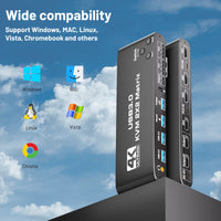 KVM-HDMI2.0b KVM USB3.0 2x2 matrix 4K/60HZ with hotkeys/expansion, powered, black.